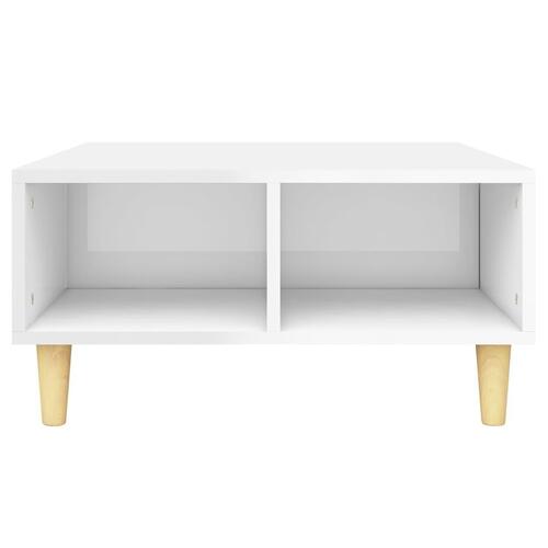 Sofabord 60x60x30 cm konstrueret træ hvid højglans