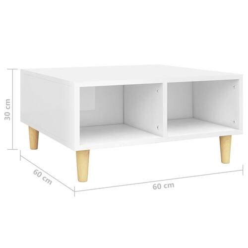 Sofabord 60x60x30 cm konstrueret træ hvid højglans