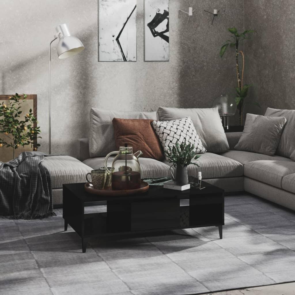 Sofabord 103,5x60x35 cm konstrueret træ sort højglans