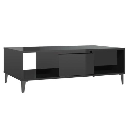 Sofabord 103,5x60x35 cm konstrueret træ sort højglans