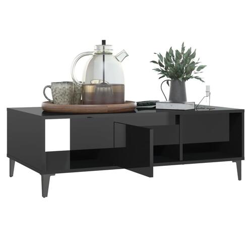 Sofabord 103,5x60x35 cm konstrueret træ sort højglans