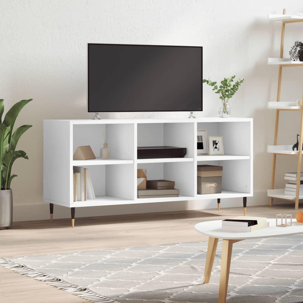 Tv-bord 103,5x30x50 cm konstrueret træ hvid billede