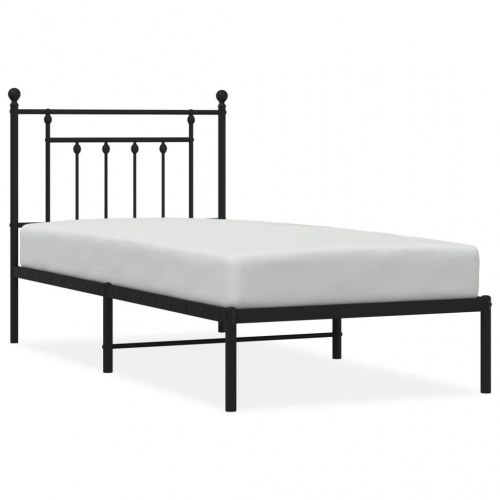 Sengeramme med sengegavl 80×200 cm - metal, sort