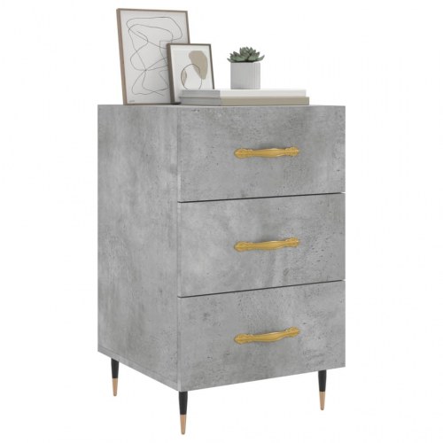 Sengebord 40 × 40 × 66 cm i konstrueret træ - betongrå med metalfødder