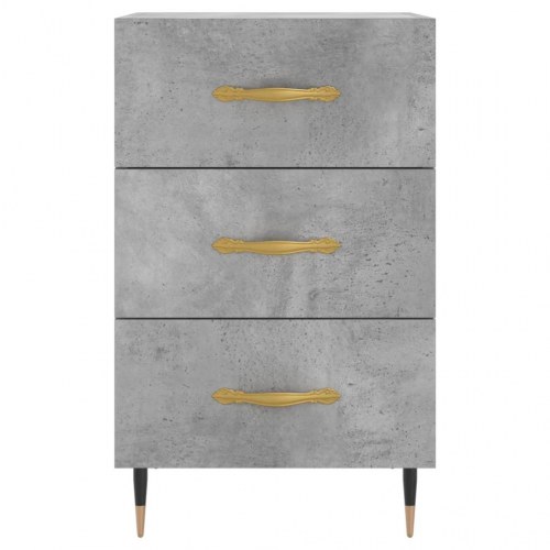 Sengebord 40 × 40 × 66 cm i konstrueret træ - betongrå med metalfødder