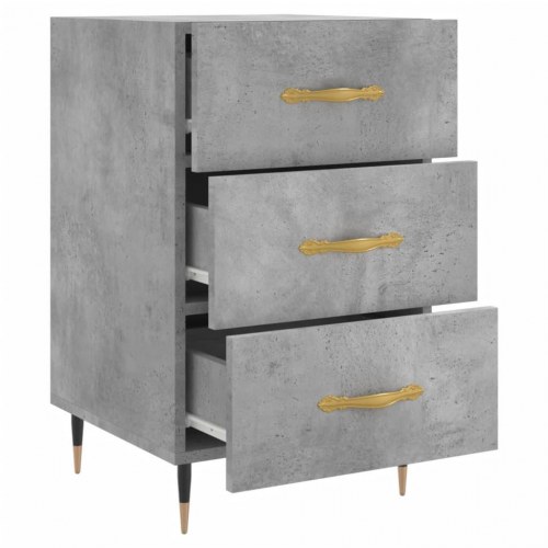 Sengebord 40 × 40 × 66 cm i konstrueret træ - betongrå med metalfødder