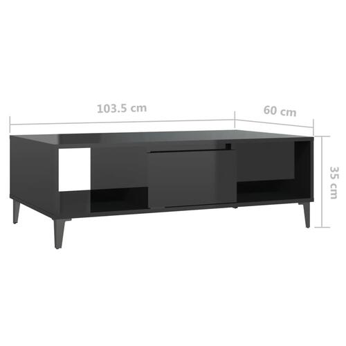 Sofabord 103,5x60x35 cm konstrueret træ sort højglans