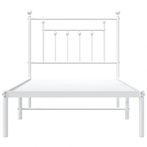 Sengeramme med sengegavl 80×200 cm - metal, hvid