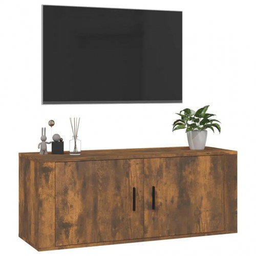 Væghængt tv-skab 100×34,5×40 cm - røget egetræ
