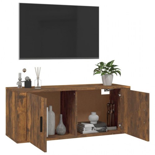 Væghængt tv-skab 100×34,5×40 cm - røget egetræ