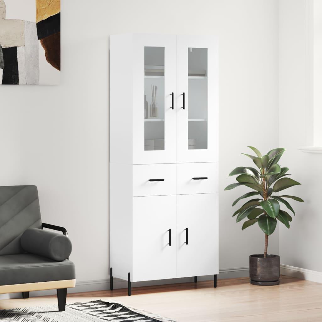 Højskab 69,5x34x180 cm konstrueret træ hvid billede
