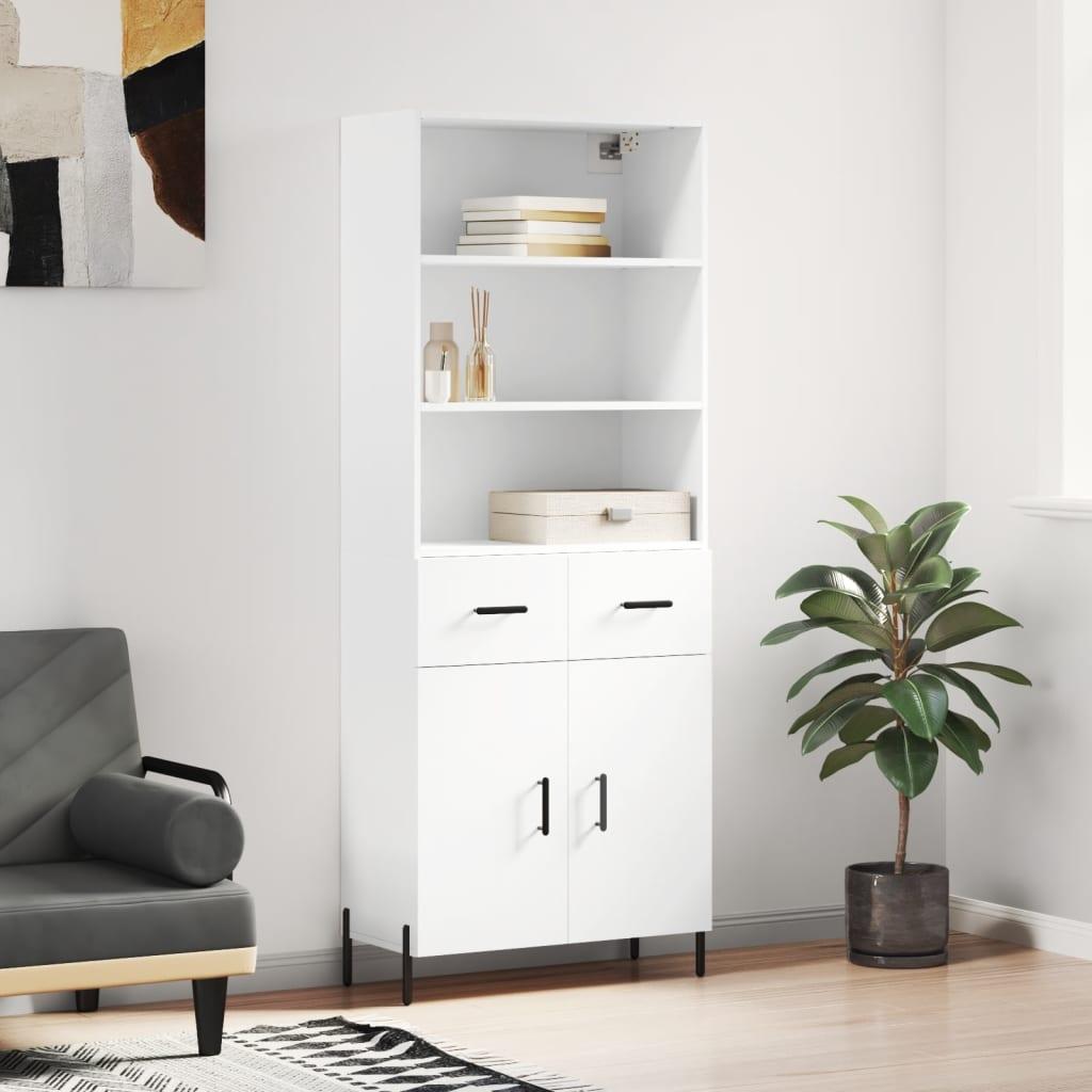 Højskab 69,5x34x180 cm konstrueret træ hvid billede
