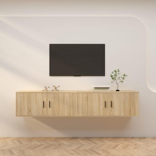 Væghængte tv-skabe 2 stk. 100 x 34,5 x 40 cm - sonoma-eg