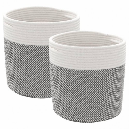 Opbevaringskurve 2 stk. Ø28 x 28 cm - grå og hvid