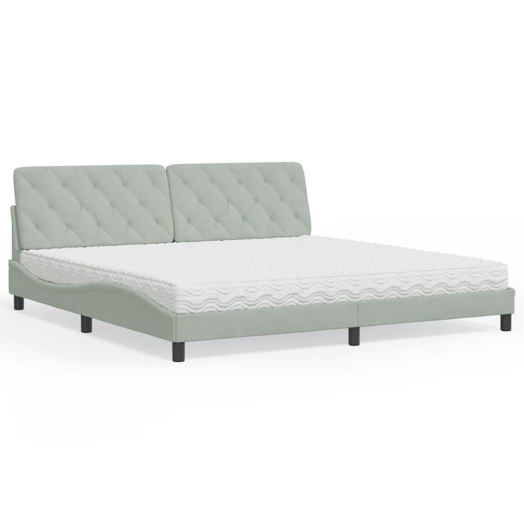 Seng med madras 200x200 cm velour lysegrå billede