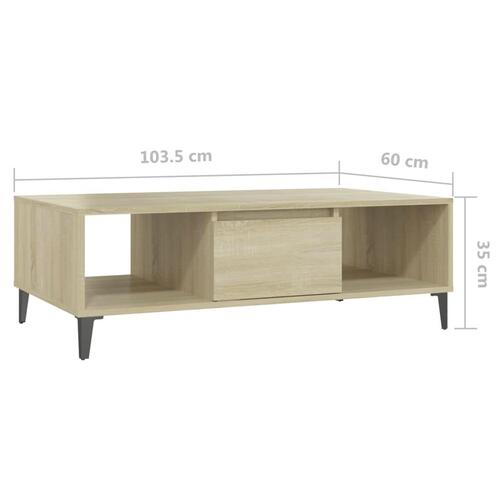 Sofabord 103,5x60x35 cm konstrueret træ sonoma-eg