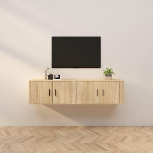 Væghængte tv-skabe - 2 stk., 80×34,5×40 cm, sonoma-eg