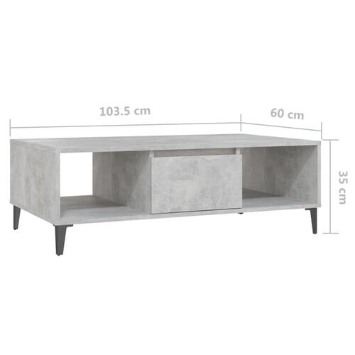 Sofabord 103,5x60x35 cm konstrueret træ betongrå