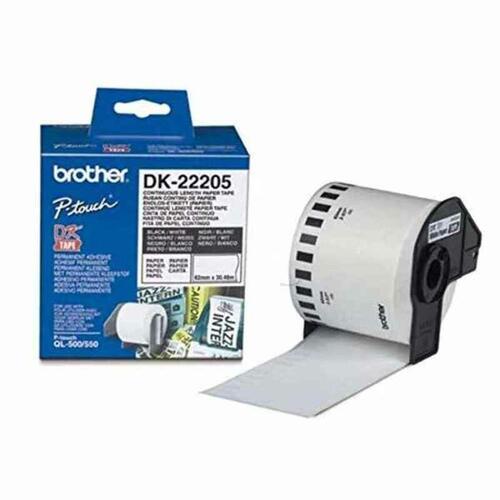 Brother DK-22205 etiketrulle - hvid/sort, termisk