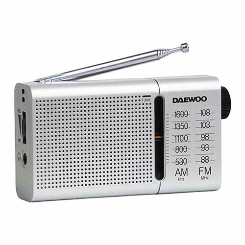 Daewoo transistorradio AM/FM - sølv/sort, analog tuner