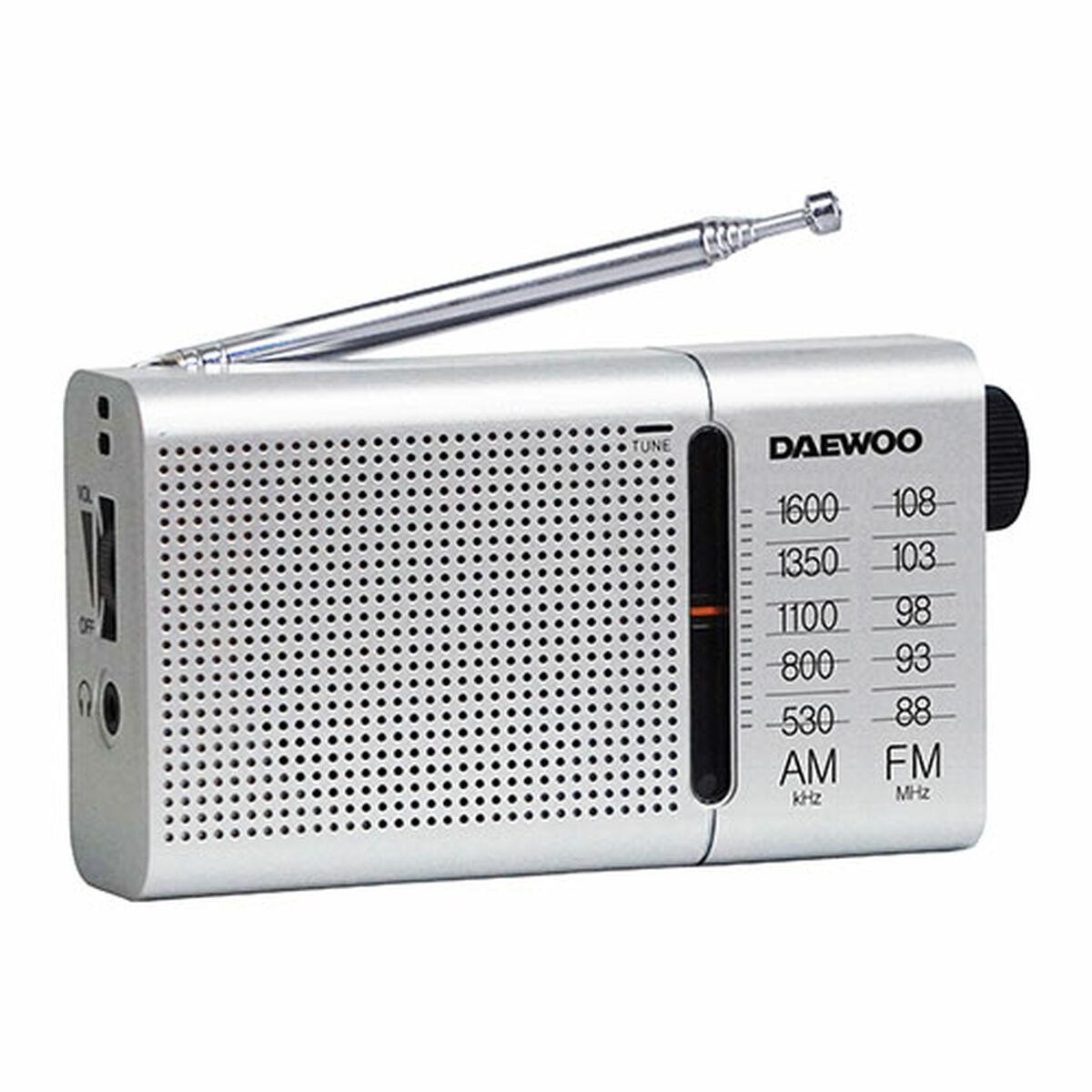 Daewoo transistorradio AM/FM - sølv/sort, analog tuner