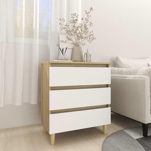 Skænk 60x35x69 cm konstrueret træ hvid og sonoma-eg