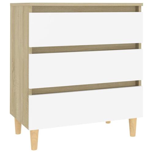Skænk 60x35x69 cm konstrueret træ hvid og sonoma-eg
