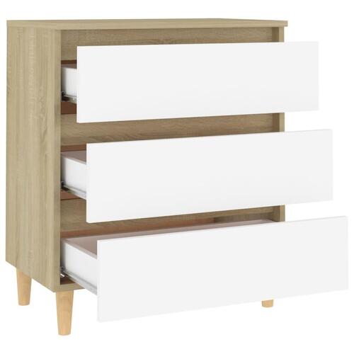 Skænk 60x35x69 cm konstrueret træ hvid og sonoma-eg