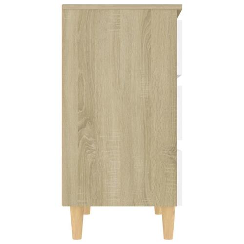 Skænk 60x35x69 cm konstrueret træ hvid og sonoma-eg