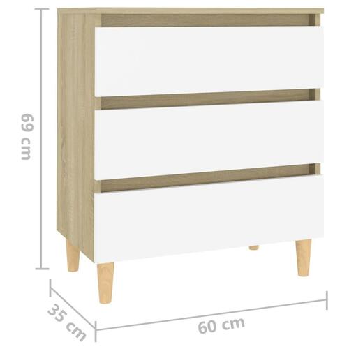 Skænk 60x35x69 cm konstrueret træ hvid og sonoma-eg