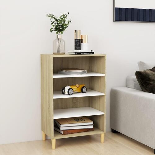 Skænk 57x35x90 cm konstrueret træ hvid og sonoma-eg