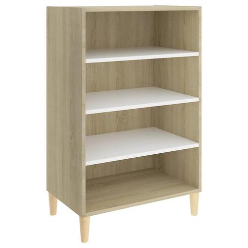 Skænk 57x35x90 cm konstrueret træ hvid og sonoma-eg