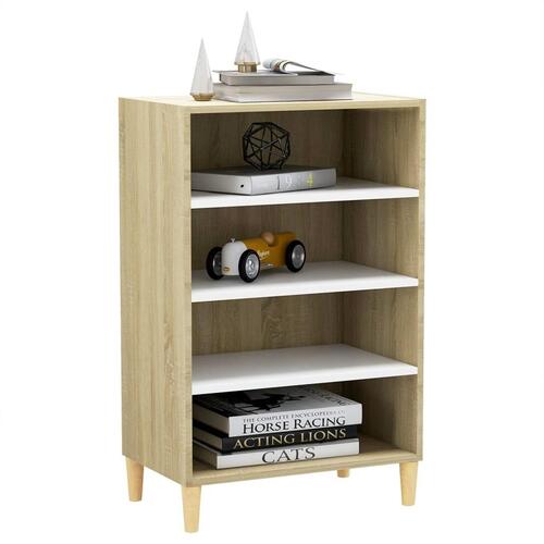 Skænk 57x35x90 cm konstrueret træ hvid og sonoma-eg