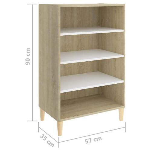 Skænk 57x35x90 cm konstrueret træ hvid og sonoma-eg