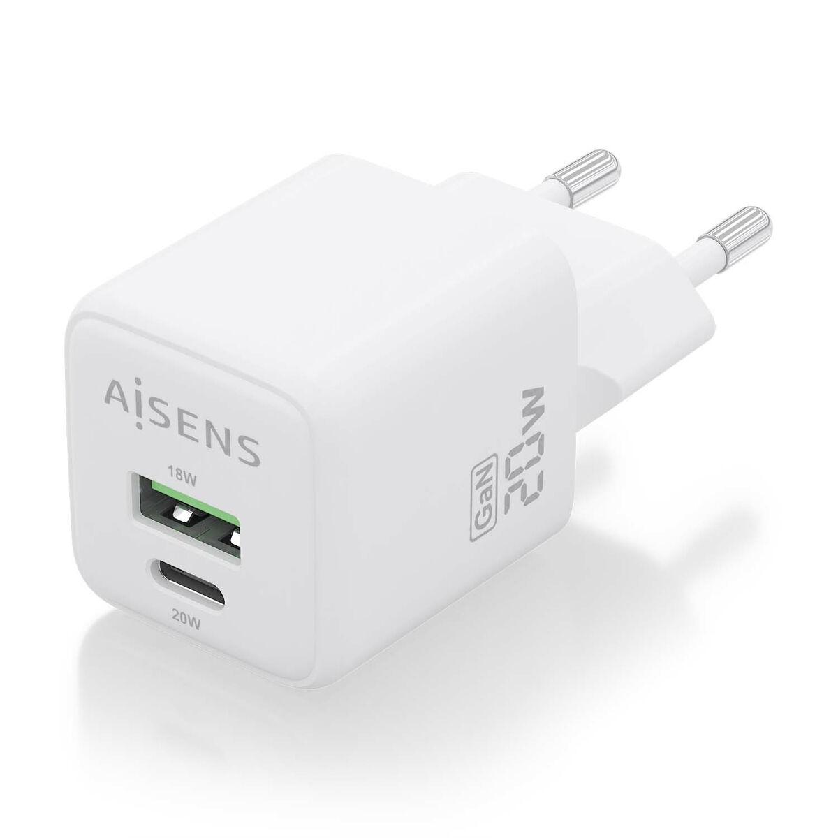 Aisens vægoplader 20 W, hvid - USB‑C og USB