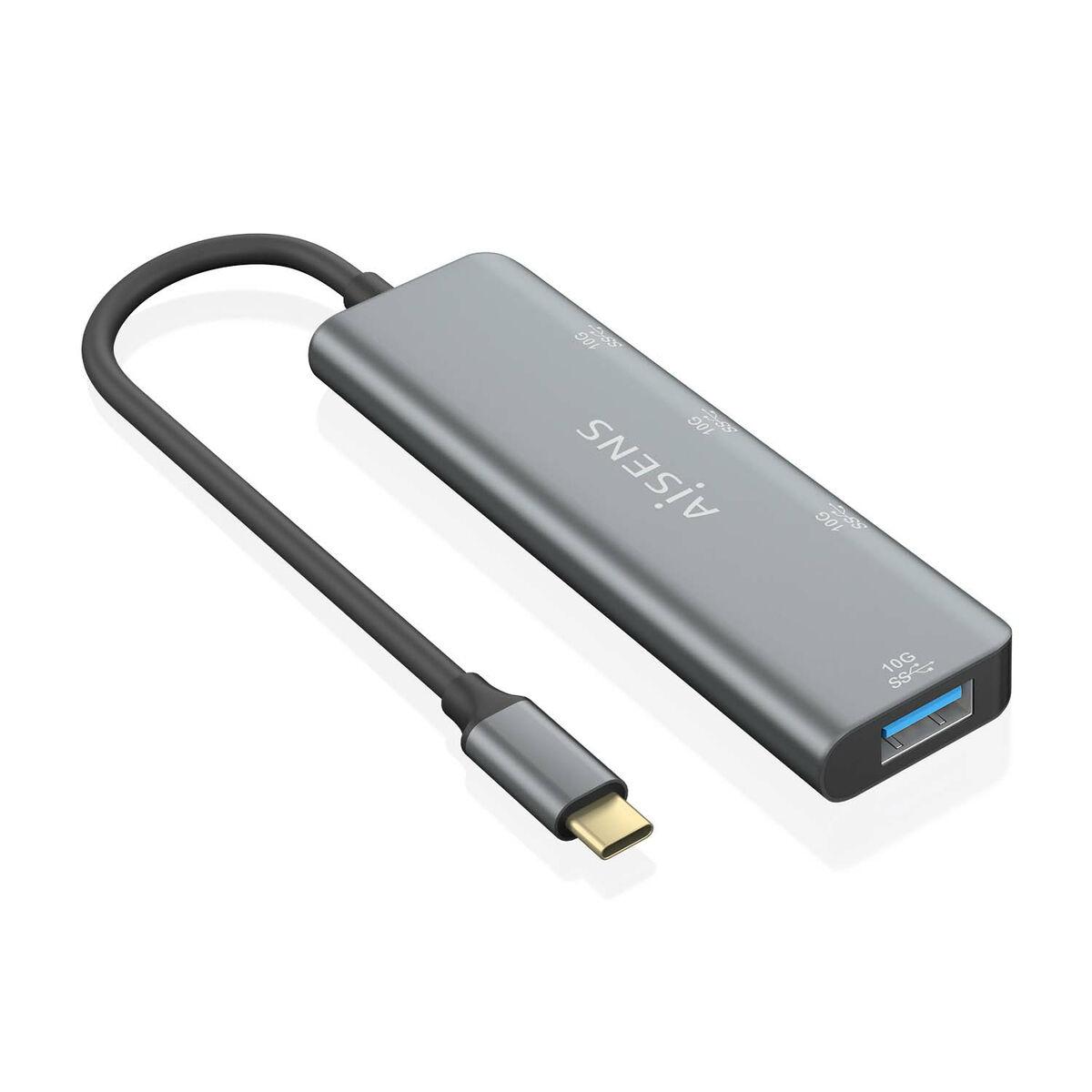 USB hub Aisens A109-0764 - grå, USB-C til 4 porte