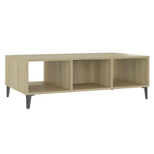 Sofabord 103,5x60x35 cm konstrueret træ hvid og sonoma-eg