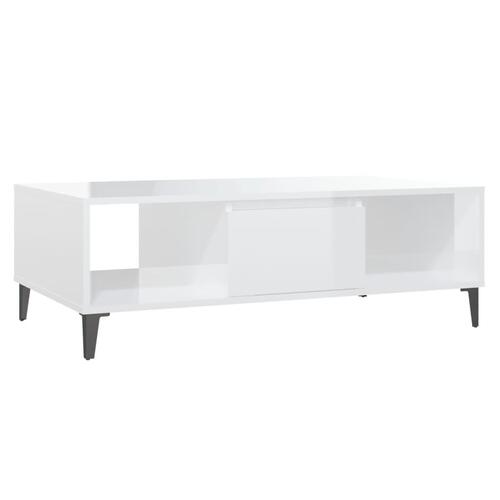 Sofabord 103,5x60x35 cm konstrueret træ hvid højglans