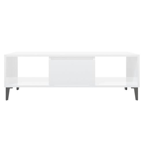 Sofabord 103,5x60x35 cm konstrueret træ hvid højglans