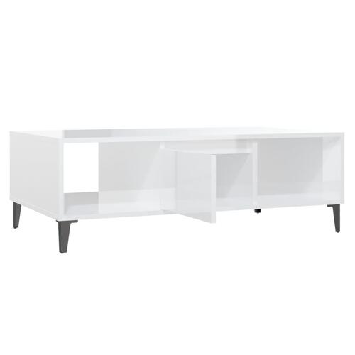 Sofabord 103,5x60x35 cm konstrueret træ hvid højglans