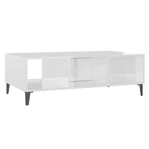 Sofabord 103,5x60x35 cm konstrueret træ hvid højglans