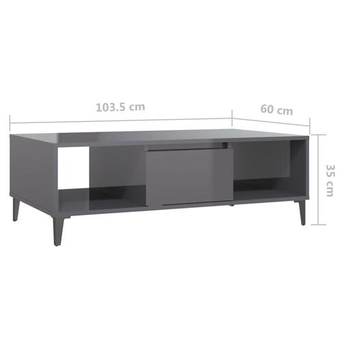 Sofabord 103,5x60x35 cm konstrueret træ grå højglans
