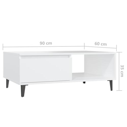 Sofabord 90x60x35 cm konstrueret træ hvid