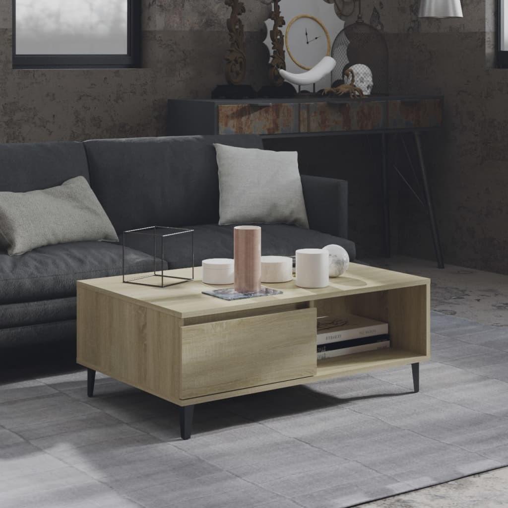 Sofabord 90x60x35 cm konstrueret træ sonoma-eg