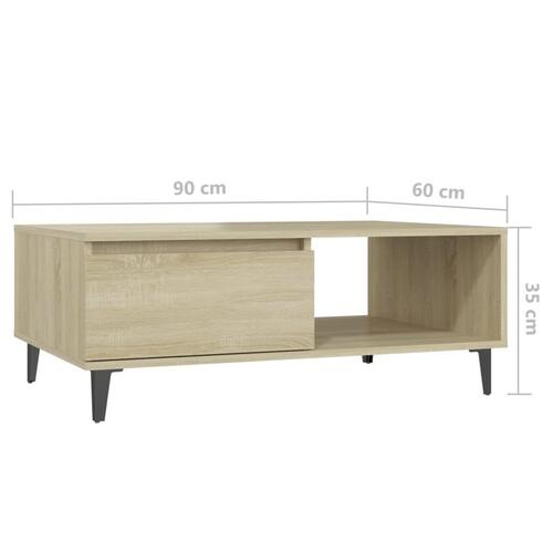 Sofabord 90x60x35 cm konstrueret træ sonoma-eg