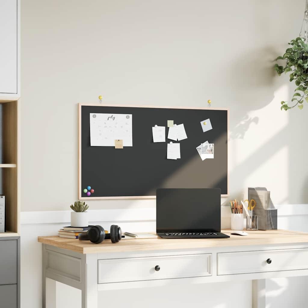 Kridttavle med ramme af massivt fyrretræ 100x55 cm sort