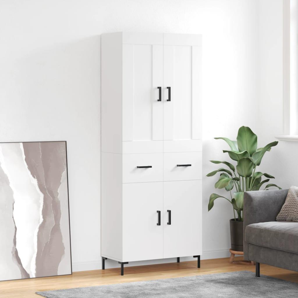 Højskab 69,5x34x180 cm konstrueret træ hvid billede