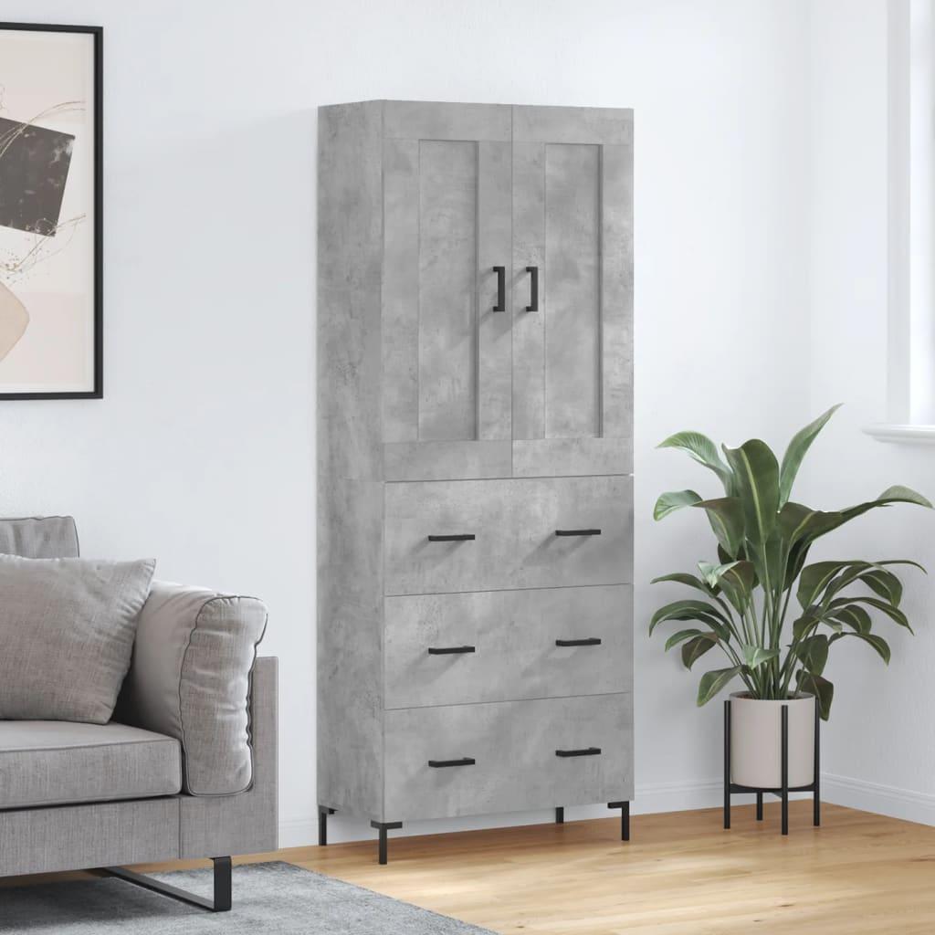 Højskab 69,5x34x180 cm konstrueret træ betongrå billede