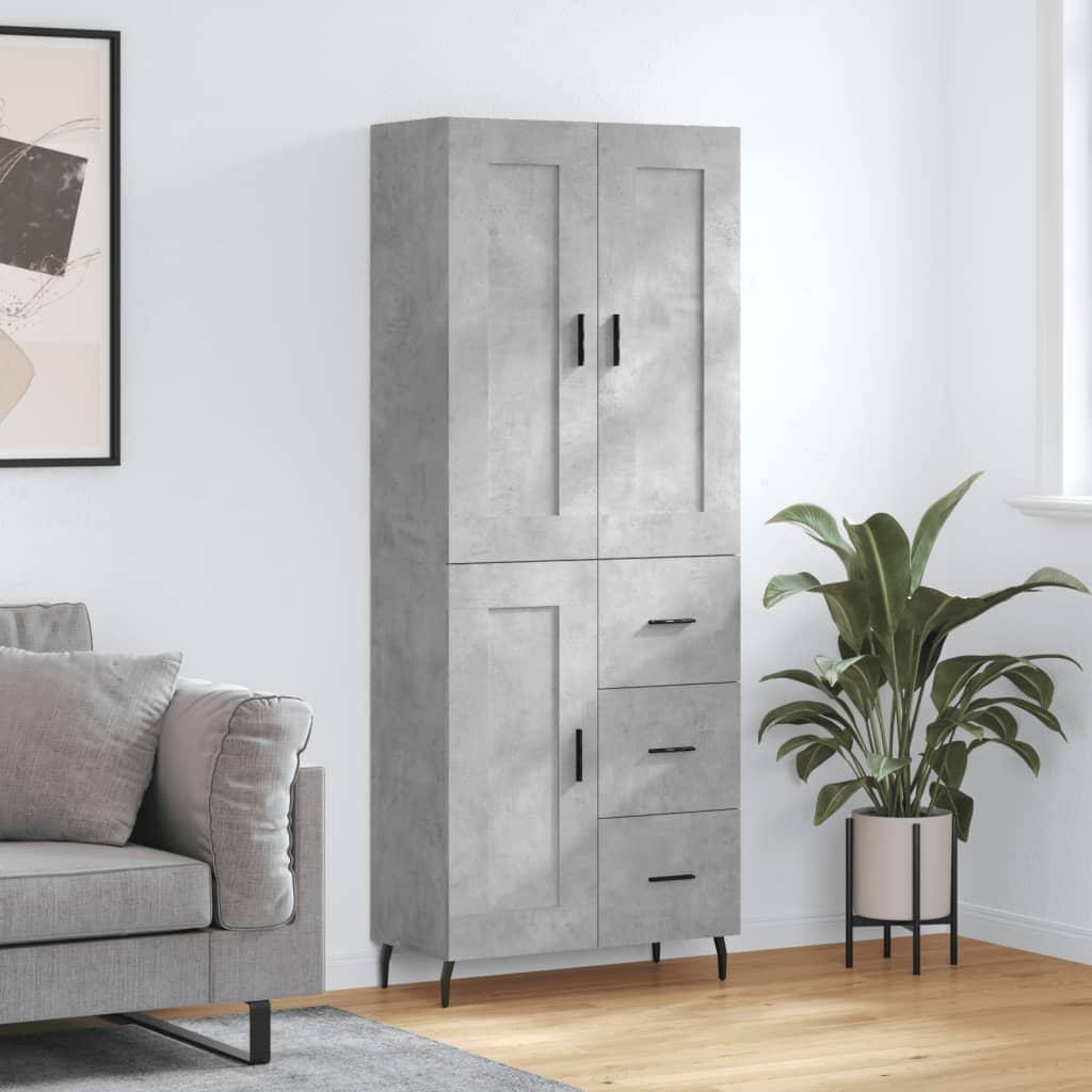 Højskab 69,5x34x180 cm konstrueret træ betongrå billede