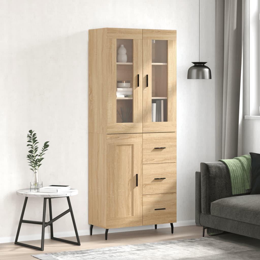 Højskab 69,5x34x180 cm konstrueret træ sonoma-eg billede